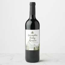 Pine Tree Baby Shower Adventure Wein Label