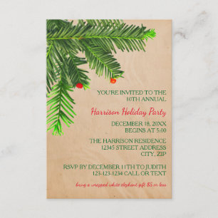 Pine Tree Branch - Invitation de fête de Noël 3x5