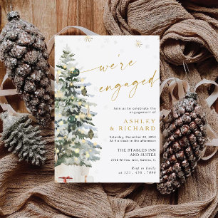 Pine Tree Christmas Engagement Party Invitation