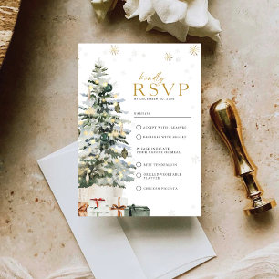 Pine Tree Christmas RSVP Karte