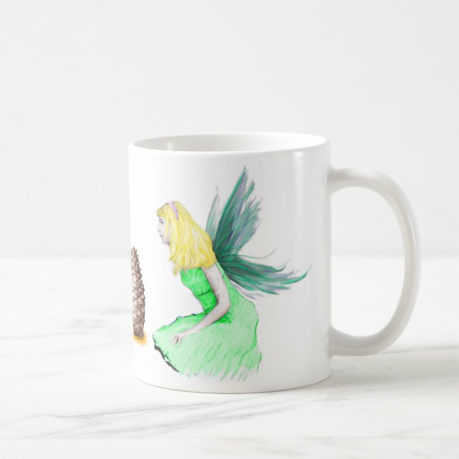 Pine Tree Fairy mit Kiefernzapfen Kaffeetasse (Rechts)
