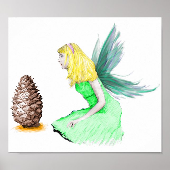 Pine Tree Fairy mit Kiefernzapfen Poster (Vorne)