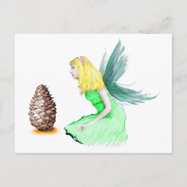 Pine Tree Fairy mit Kiefernzapfen Postkarte (Vorderseite)