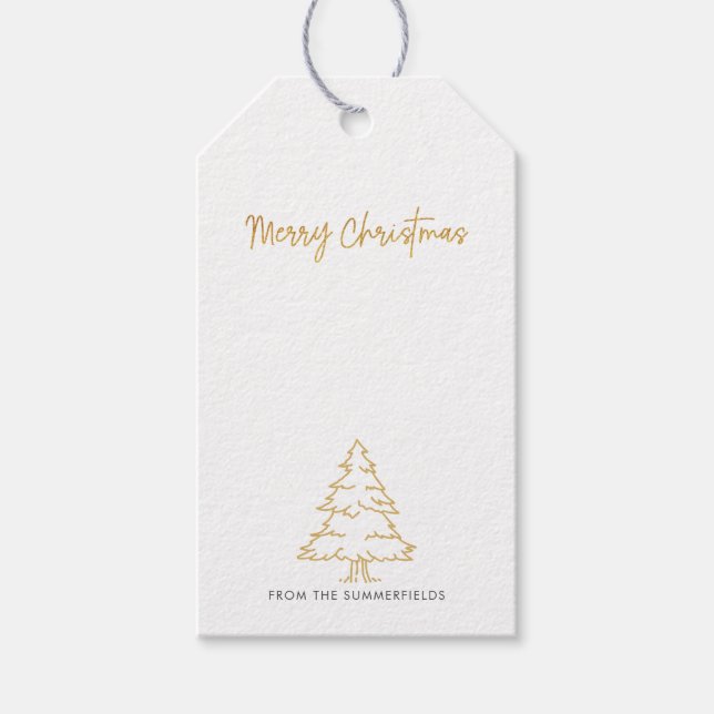 Pine Tree Familienname Rot Kariert Rustikal Geschenkanhänger (Vorderseite)