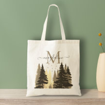 Pine Tree Forest Beige Skriptname Monogram
