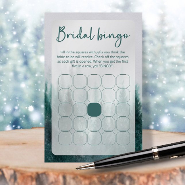 Pine Tree Forest Green Brautparty Bingo (Von Creator hochgeladen)