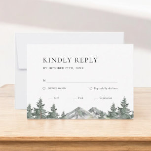 Pine Tree Forest Mountain Wedding RSVP Card