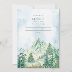 Pine Tree Forest Mountains Watercolor Invitation