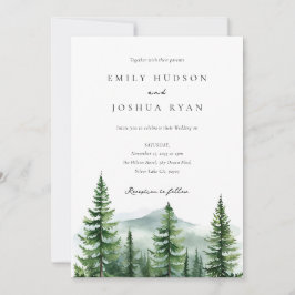 Pine Tree Forest QR Foto Wedding Einladung
