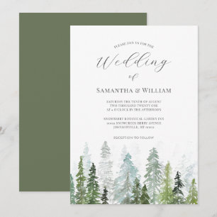 Pine Tree Forest Rustic Wasserfarbe Hochzeit Einladung