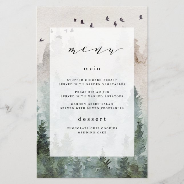 Pine Tree Forest Rustique Thème Mariage Cartes de  (Devant)