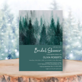 Pine Tree Forest Watercolor Grünes Brautparty Einladung