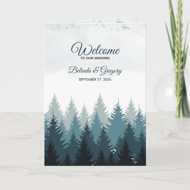 Pine Tree Forest Wedding Order of Service Programm (Vorderseite)