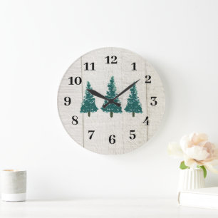 Pine Tree Forest Wilderness Große Wanduhr