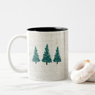 Pine Tree Forest Wilderness Zweifarbige Tasse