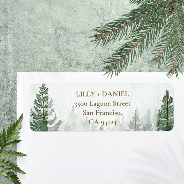 Pine Tree Forest Woodland Return Address (Pine Tree Forest Woodland Return Address Label)