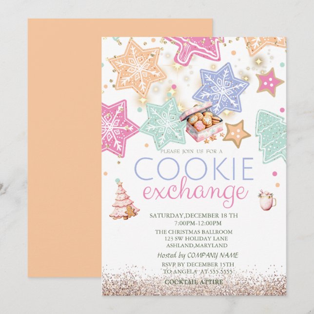  Pine Tree Gingerbread Cookies Stars Christmas Einladung (Vorne/Hinten)