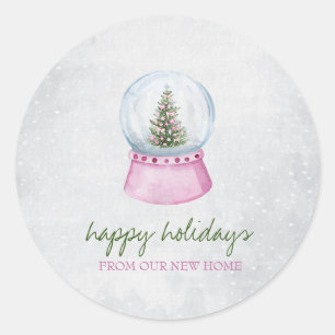 Pine Tree Globe Snow Holiday Runder Aufkleber