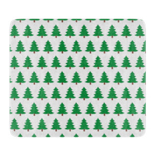 Pine Tree Green und White Christmas Glass Schneidebrett