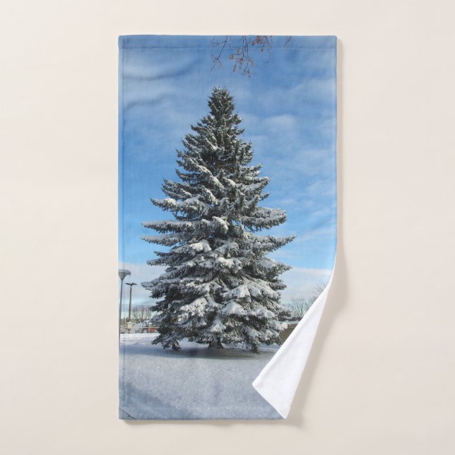 Pine Tree in Snow Handtuch Set (Handtuch)