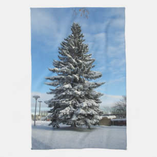 Pine Tree in Snow Küchentuch