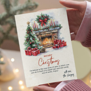 Pine Tree Kamin und präsentiert Custom Christmas Feiertagskarte