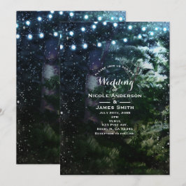 Pine Tree & Lights Winterhochzeit Einladungen