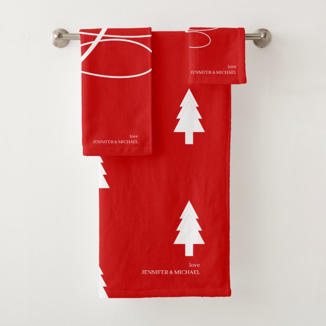 pine tree Minimal Joy Christmas Badhandtuch Set (Insitu)
