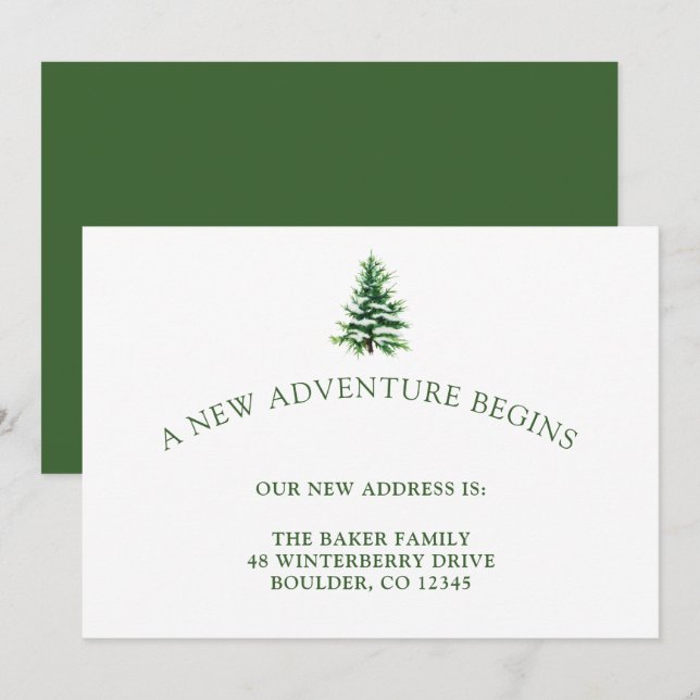 Pine Tree Minimalistisch New Adventure Moving Ankündigung (Vorne/Hinten)