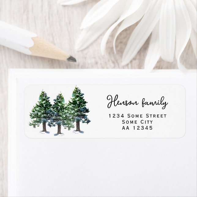 Pine Tree mit Schneedecke Rücksendeadresse (Insitu)