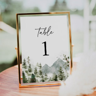 Pine Tree Mountain Élégant mariage Numéro de table