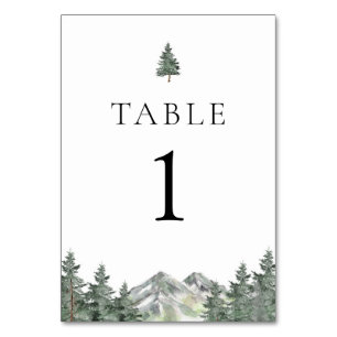 Pine Tree Mountain Hochzeitkarten für Tischnummern