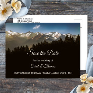 Pine Tree Mountains Save the Date Postcard Ankündigungspostkarte