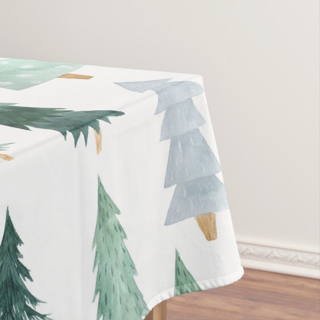 Pine Tree Noël Aquarelle verte Nappes (In Situ)