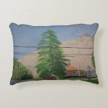 Pine Tree on Street Accent Pillow 16" x 12"