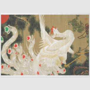 Pine Tree & Phoenix (Liebe Heart Phoenix), Jakuchu Seidenpapier