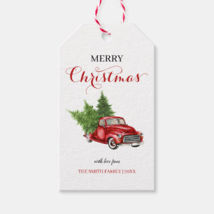 Pine Tree Red Truck Frohe Weihnachtsgeschenk Tags Geschenkanhänger