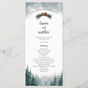 Pine Tree Rustic Mariage Plat Ceremony Programme