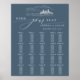 Pine Tree Rustic Mountains Hochzeitsdiagramm Poster