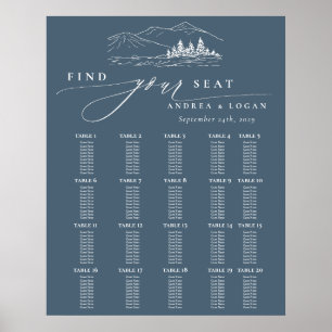 Pine Tree Rustic Mountains Hochzeitsdiagramm Poster