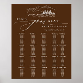 Pine Tree Rustic Mountains Hochzeitsdiagramm Poster