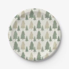 Pine Tree Silhouette Christmas Pattern Pappteller
