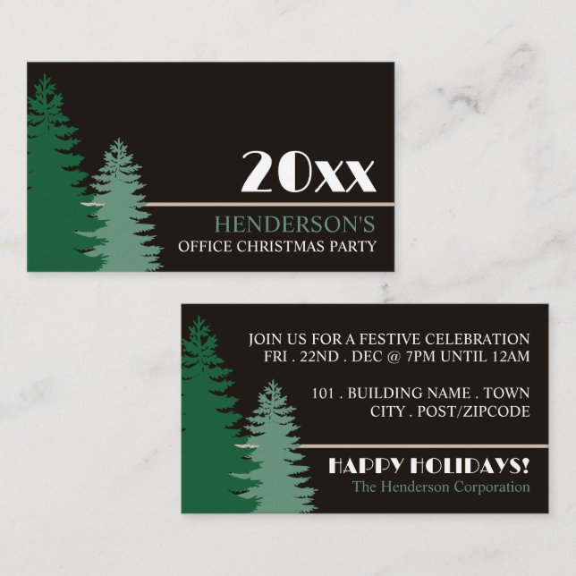 Pine Tree Silhouetten, Party Ticket Begleitkarte (Vorne/Hinten)