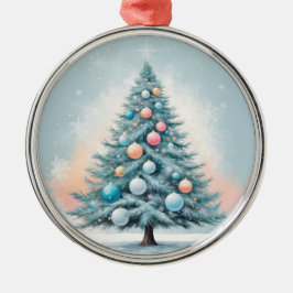 Pine Tree Snowflakes | Blauer Orangenkorallendekor Ornament Aus Metall
