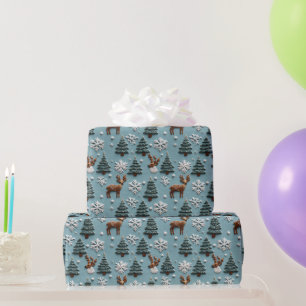 Pine Tree Snowflakes und Rentier Pasta Weihnachten Geschenkpapier