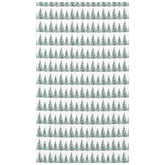 Pine tree Snowy Szene Winter Weihnachten Elegant Tischdecke (Vorderseite)