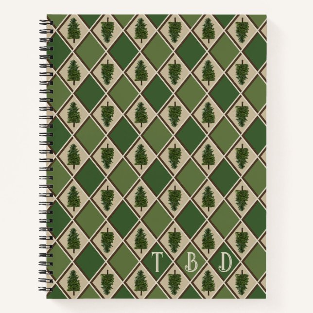 Pine Tree und Harlequin Notebook Journal Notizbuch (Vorderseite)