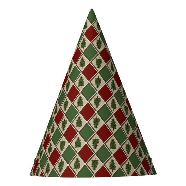Pine Tree und Harlequin Paper Party Hat Partyhütchen (Vorderseite)