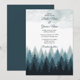 Pine Tree Watercolor Forest Rustikale Hochzeit Einladung