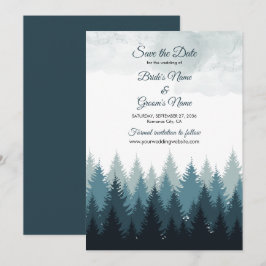 Pine Tree Watercolor Forest Rustikale Hochzeit Save The Date